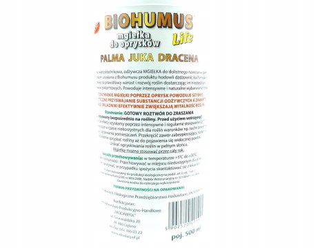 BIOHUMUS LIFE mgiełka Palma juka 500ml ORYGINALNY