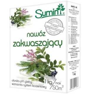 Nawóz ZAKWASZAJĄCY Glebę Borówka Iglaki SUMIN 1kg OBNIŻA pH